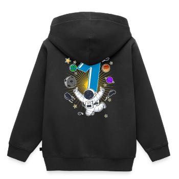 Astronaut 1 Jahr Weltraum Rakete 1. Geburtstag - Kinder Premium Organic Hoodie - Schwarz - Hinten - AI Model Kid Male (0cm)