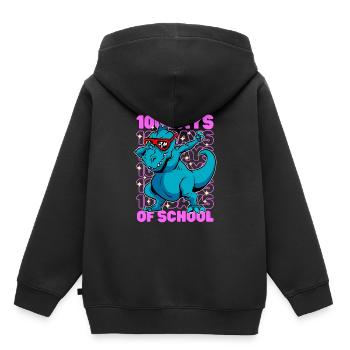 100 jours d'écoles dinosaure dab t-rex rose - Sweat Premium à capuche enfant bio - noir - Dos - AI Model Kid Male (0cm)