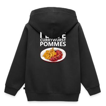 Currywurst French fries Bratwurst Ruhrpott Ruhrgebiet - Kids Premium Organic Hoodie - black - Back - AI Model Kid Male (0cm)