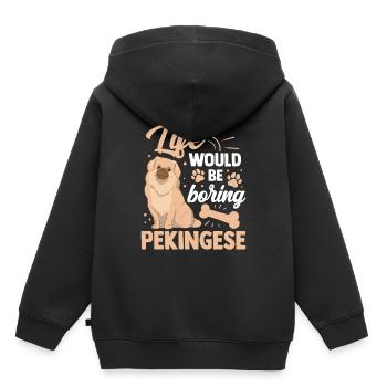 Ennuyeux sans Pékinois Pékin Palais Chien - Sweat Premium à capuche enfant bio - noir - Dos - AI Model Kid Male (0cm)