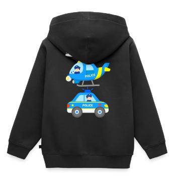 Véhicules Police Hélicoptère Voiture de police - Sweat Premium à capuche enfant bio - noir - Dos - AI Model Kid Male (0cm)
