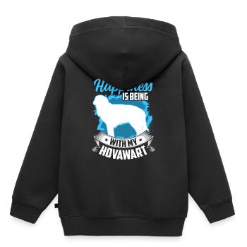 Hovawart rend heureux le chien de ferme rude - Sweat Premium à capuche enfant bio - noir - Dos - AI Model Kid Male (0cm)