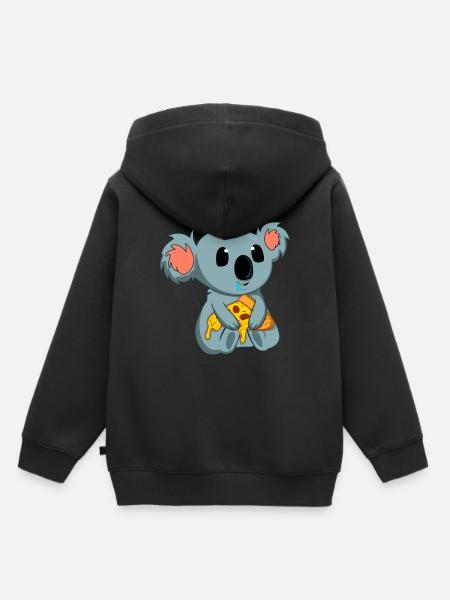Pizza-Esser Koala-Liebhaber Tier Koala-Bär - Kinder Premium Organic Hoodie - Schwarz