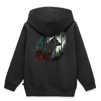 Wolf Tier Kunst Geschenk Tiermotiv - Kinder Premium Organic Hoodie - Schwarz - Hinten - AI Model Kid Male (0cm)