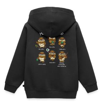 Nachtvogel Meine Koffeinierte - Kinder Premium Organic Hoodie - Schwarz - Hinten - AI Model Kid Male (0cm)