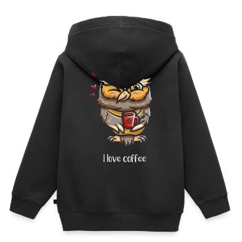 Noctambules Buveurs de caféine - Sweat Premium à capuche enfant bio - noir - Dos - AI Model Kid Male (0cm)