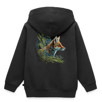 Fuchs Tierliebhaber Tierisch Tier Geschenkidee - Kinder Premium Organic Hoodie - Schwarz - Hinten - AI Model Kid Male (0cm)