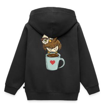 Koffeinierter Nachtvogel Koffein - Kinder Premium Organic Hoodie - Schwarz - Hinten - AI Model Kid Male (0cm)