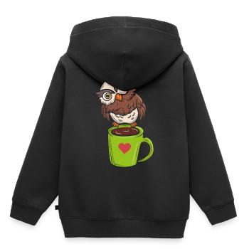 Eule Nachtvogel Koffeinliebhaber - Kinder Premium Organic Hoodie - Schwarz - Hinten - AI Model Kid Male (0cm)