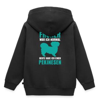Pekinese früher normal Peking-Palasthund - Kinder Premium Organic Hoodie - Schwarz - Hinten - AI Model Kid Male (0cm)