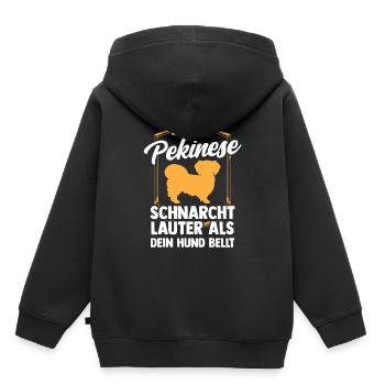 Pekinese schnarcht lauter Peking-Palasthund - Kinder Premium Organic Hoodie - Schwarz - Hinten - AI Model Kid Male (0cm)