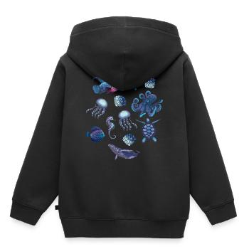 Amateur de poissons Animal marin mer - Sweat Premium à capuche enfant bio - noir - Dos - AI Model Kid Male (0cm)