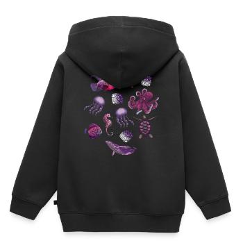 Animal marin Mer Sous l’eau - Sweat Premium à capuche enfant bio - noir - Dos - AI Model Kid Male (0cm)