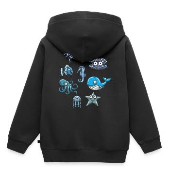 Animal aquatique vie océanique animal marin - Sweat Premium à capuche enfant bio - noir - Dos - AI Model Kid Male (0cm)