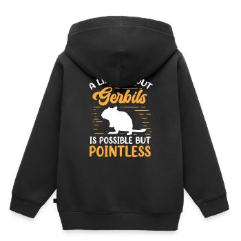 La vie sans rongeur gerbille Gerbille - Sweat Premium à capuche enfant bio - noir - Dos - AI Model Kid Male (0cm)