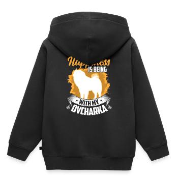 Ovcharka est chanceux chien de berger du Caucase - Sweat Premium à capuche enfant bio - noir - Dos - AI Model Kid Male (0cm)