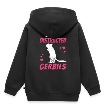 Distrait par la gerbille Gerbille - Sweat Premium à capuche enfant bio - noir - Dos - AI Model Kid Male (0cm)