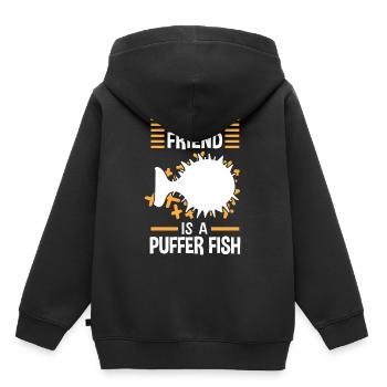 Puffer fish is my friend Giant puffer fish - Kids Premium Organic Hoodie - black - Back - AI Model Kid Male (0cm)