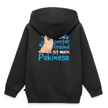 Pekinese ist mein Freund Peking-Palasthund - Kinder Premium Organic Hoodie - Schwarz - Hinten - AI Model Kid Male (0cm)