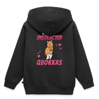 Distrait par le marsupial quokka Australie - Sweat Premium à capuche enfant bio - noir - Dos - AI Model Kid Male (0cm)