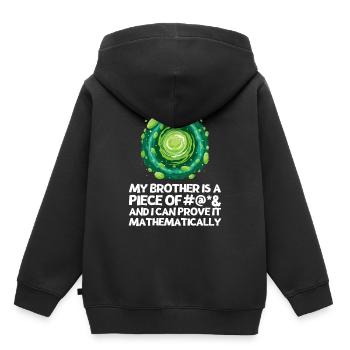 Ich hasse meinen Bruder Spruch mit Cartoon Portal - Kinder Premium Organic Hoodie - Schwarz - Hinten - AI Model Kid Male (0cm)
