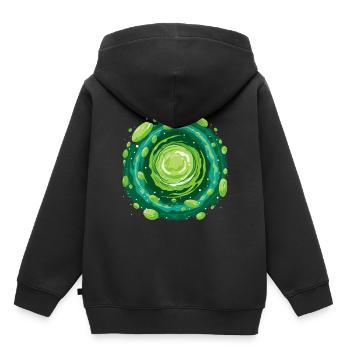 Cooles Grünes Sci-Fi Cartoon Portal für Zeitreisen - Kinder Premium Organic Hoodie - Schwarz - Hinten - AI Model Kid Male (0cm)