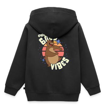 Only Good Vibes: Good Life Cartoon Bär Tanzen - Kids Premium Organic Hoodie - black - Back - AI Model Kid Male (0cm)