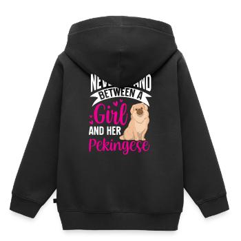 Fille et son chien du palais de Pékin - Sweat Premium à capuche enfant bio - noir - Dos - AI Model Kid Male (0cm)