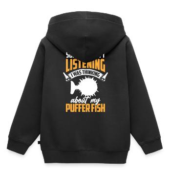Thinking of puffer fish Giant puffer fish - Kids Premium Organic Hoodie - black - Back - AI Model Kid Male (0cm)