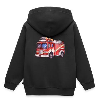 Camion de pompiers cool camion de pompiers de la brigade de pompiers - Sweat Premium à capuche enfant bio - noir - Dos - AI Model Kid Male (0cm)