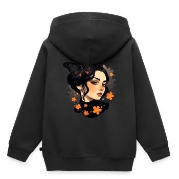 Aesthetic Girl: Gothic Wave Design avec - Sweat Premium à capuche enfant bio - noir - Dos - AI Model Kid Male (0cm)