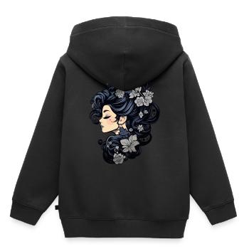 Gothic-Frau mit Blumen Magie der dunklen Schönheit - Kinder Premium Organic Hoodie - Schwarz - Hinten - AI Model Kid Male (0cm)