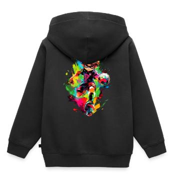 StreetArt-Gaming-Magie mit Cartoon-Fußballspieler - Kinder Premium Organic Hoodie - Schwarz - Hinten - AI Model Kid Male (0cm)