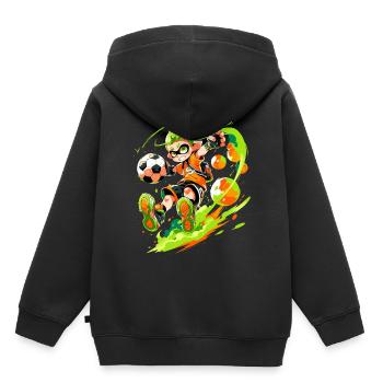 Cool cartoon footballer in street art gaming style - Kids Premium Organic Hoodie - black - Back - AI Model Kid Male (0cm)