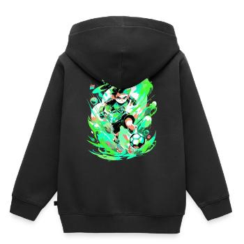 Ambiance cool de jeu d’art de rue avec un joueur de football - Sweat Premium à capuche enfant bio - noir - Dos - AI Model Kid Male (0cm)
