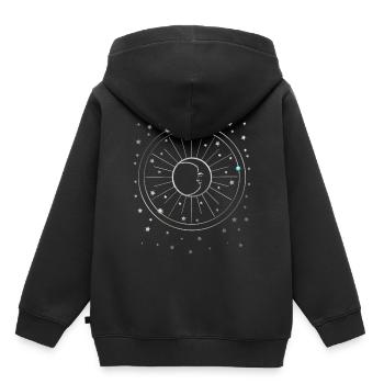 Lune - Étoiles - Planètes - Ciel étoilé - Galaxie - Sweat Premium à capuche enfant bio - noir - Dos - AI Model Kid Male (0cm)