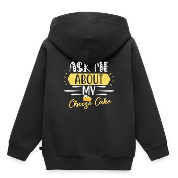 Himmlisch lecker: Frag mich nach meinem Käsekuchen - Kinder Premium Organic Hoodie - Schwarz - Hinten - AI Model Kid Male (0cm)