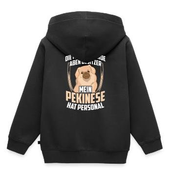 Mein Pekinese hat Personal Peking-Palasthund - Kinder Premium Organic Hoodie - Schwarz - Hinten - AI Model Kid Male (0cm)