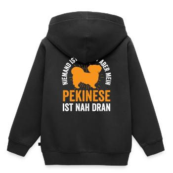 Pekinese ist perfekt Peking-Palasthund - Kinder Premium Organic Hoodie - Schwarz - Hinten - AI Model Kid Male (0cm)