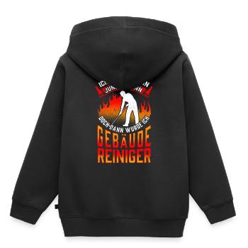 Gebäudereiniger war mal jung Fensterputzer - Kinder Premium Organic Hoodie - Schwarz - Hinten - AI Model Kid Male (0cm)