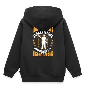 Überarbeiteter Parkettleger Fußbodenleger - Kinder Premium Organic Hoodie - Schwarz - Hinten - AI Model Kid Male (0cm)