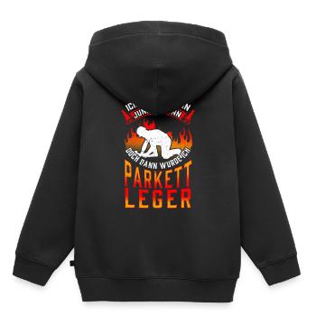 Parkettleger war mal jung Fußbodenleger - Kinder Premium Organic Hoodie - Schwarz - Hinten - AI Model Kid Male (0cm)