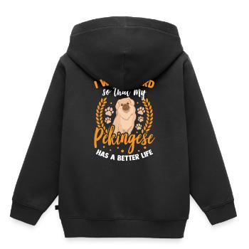 Travail pour mon chien du palais de Pékin - Sweat Premium à capuche enfant bio - noir - Dos - AI Model Kid Male (0cm)
