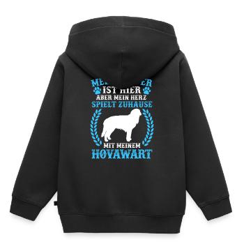 Spiele mit meinem Hovawart derber Bauernhund - Kinder Premium Organic Hoodie - Schwarz - Hinten - AI Model Kid Male (0cm)