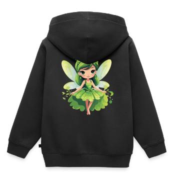 Wunderschöne Elfen-Fee - Verzaubere dein Herz - Kinder Premium Organic Hoodie - Schwarz - Hinten - AI Model Kid Male (0cm)
