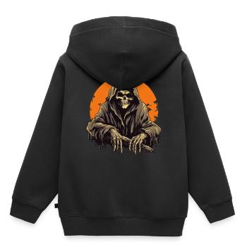 Gruseliger Grim Reaper mit Vollmond Halloween - Kinder Premium Organic Hoodie - Schwarz - Hinten - AI Model Kid Male (0cm)