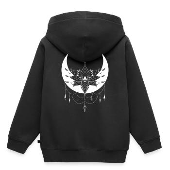 Lotus croissant mystique pour la Wicca et les païens - Sweat Premium à capuche enfant bio - noir - Dos - AI Model Kid Male (0cm)