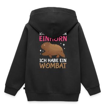 Ich habe ein Wombat Australien Beuteltier - Kinder Premium Organic Hoodie - Schwarz - Hinten - AI Model Kid Male (0cm)