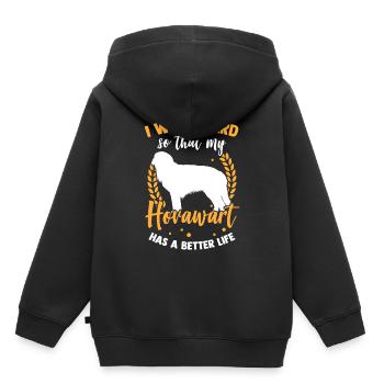 Arbeite für Hovawart Derber Bauernhund - Kinder Premium Organic Hoodie - Schwarz - Hinten - AI Model Kid Male (0cm)