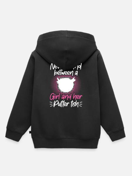 Mädchen und ihr Kugelfisch Aquaristik - Kinder Premium Organic Hoodie - Schwarz